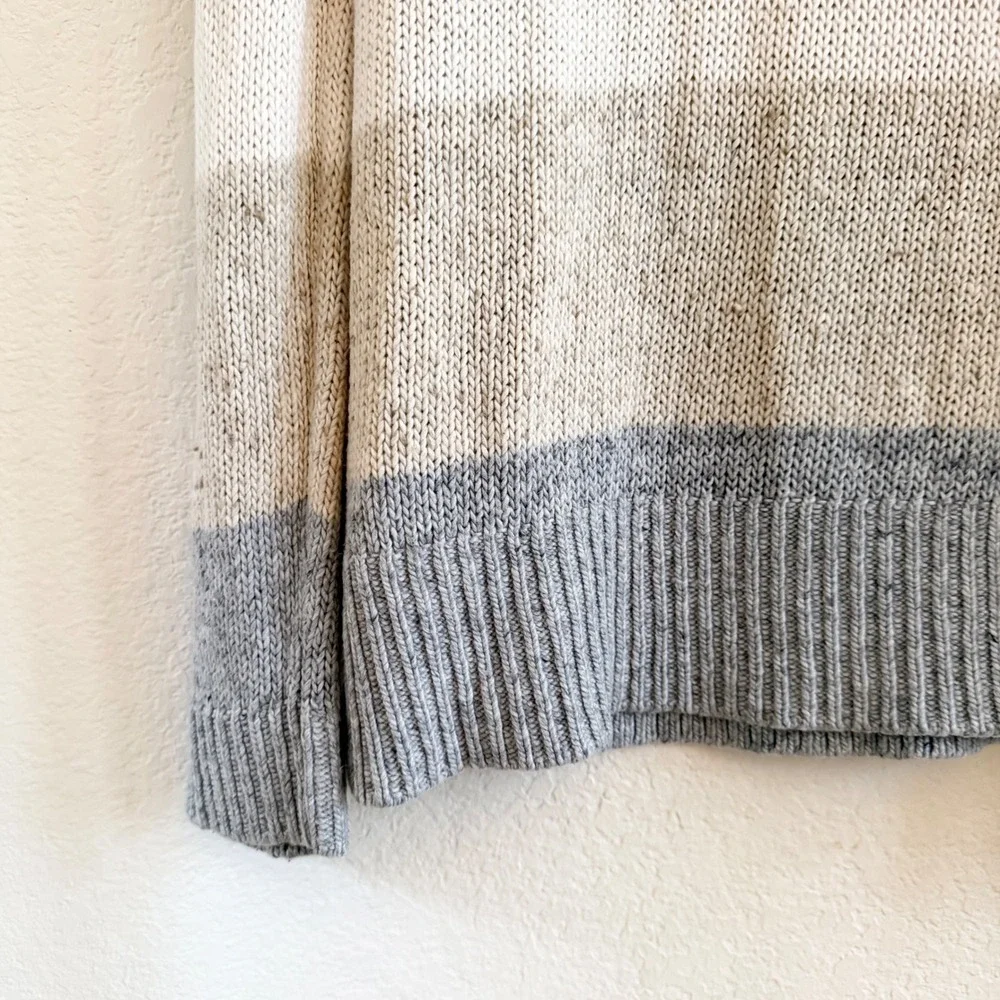 Banana Republic Mens Striped Wool Blend Crew‎ Neck Sweater Gray Tan Medium